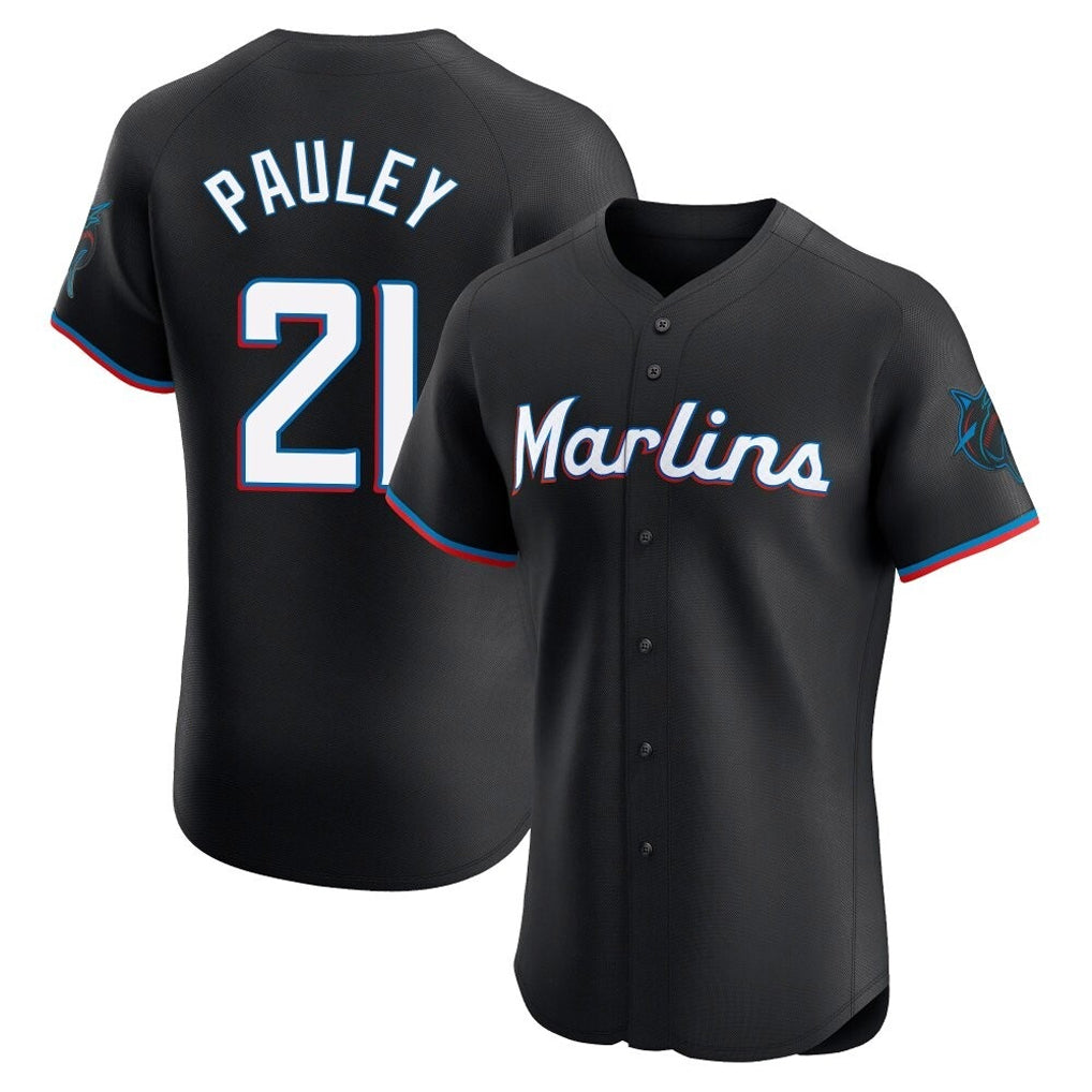 Ldoa M.Marlins #21 Graham Pauley Player Black Vapor Home Limited Elite Stitched Jerseys