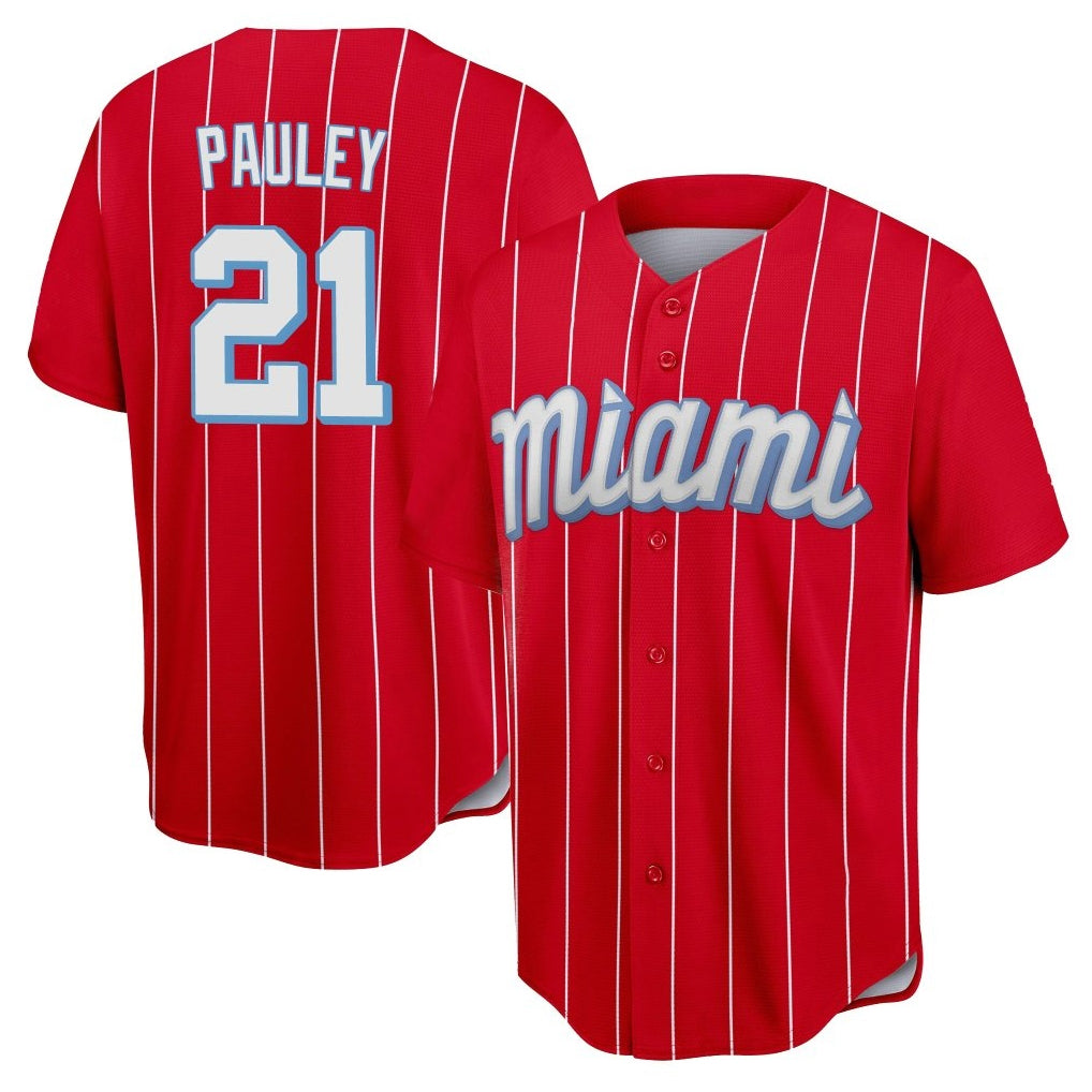 Ldoa M.Marlins #21 Graham Pauley Player Red City Connect Home Game Stitched Jerseys