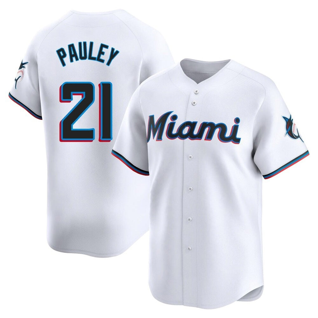 Ldoa M.Marlins #21 Graham Pauley Player White  Home Limited Stitched Jerseys
