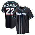 Ldoa M.Marlins #22 Sandy Alcantara Player Black Fashion Out Home Game Stitched Jerseys