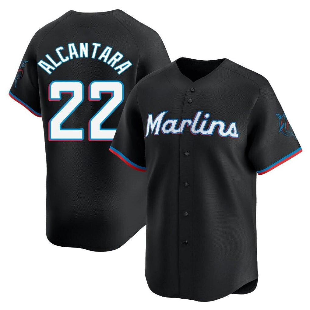 Ldoa M.Marlins #22 Sandy Alcantara Player Black  Home Limited Stitched Jerseys