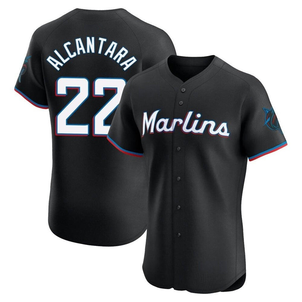Ldoa M.Marlins #22 Sandy Alcantara Player Black Vapor Home Limited Elite Stitched Jerseys