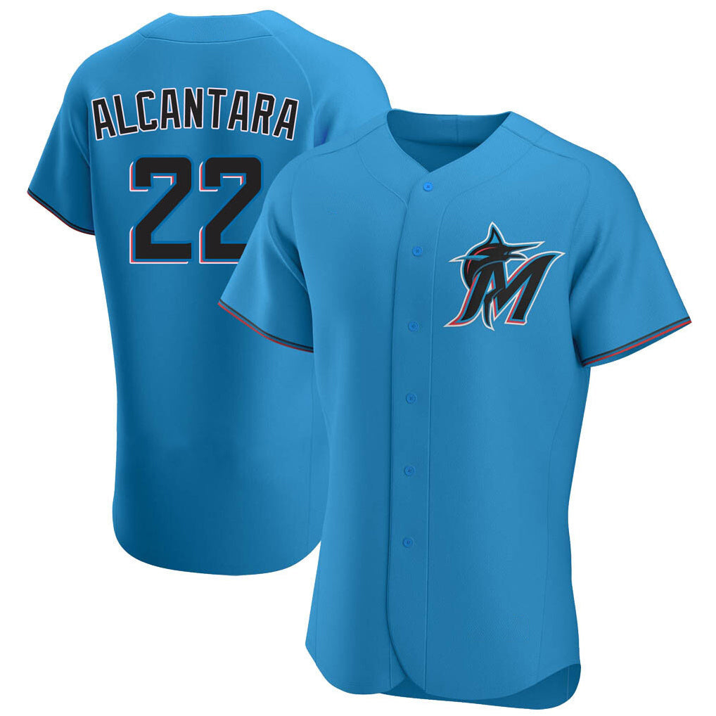 Ldoa M.Marlins #22 Sandy Alcantara Player Blue Home Limited Elite Stitched Jerseys