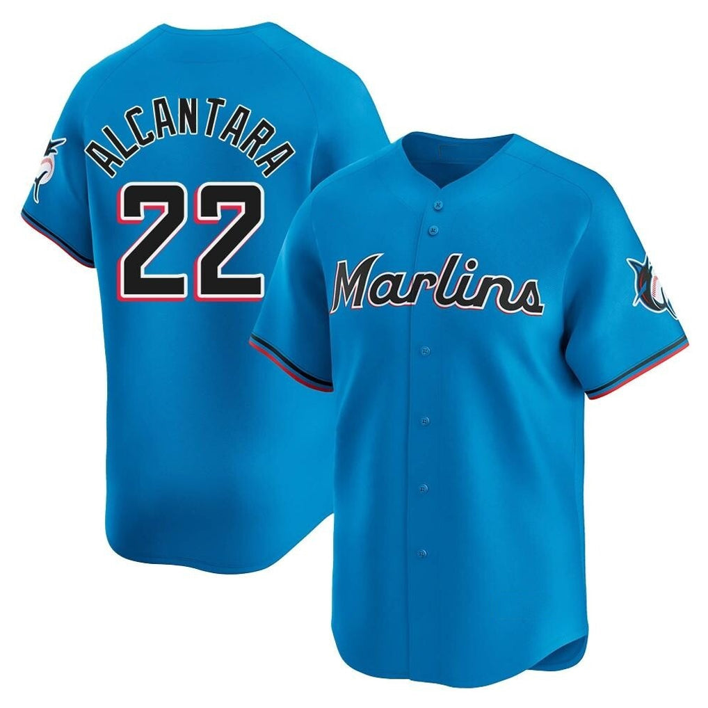Ldoa M.Marlins #22 Sandy Alcantara Player Blue Home Limited Stitched Jerseys