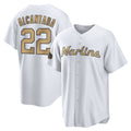 Ldoa M.Marlins #22 Sandy Alcantara Player Gold Home Game Stitched Jerseys