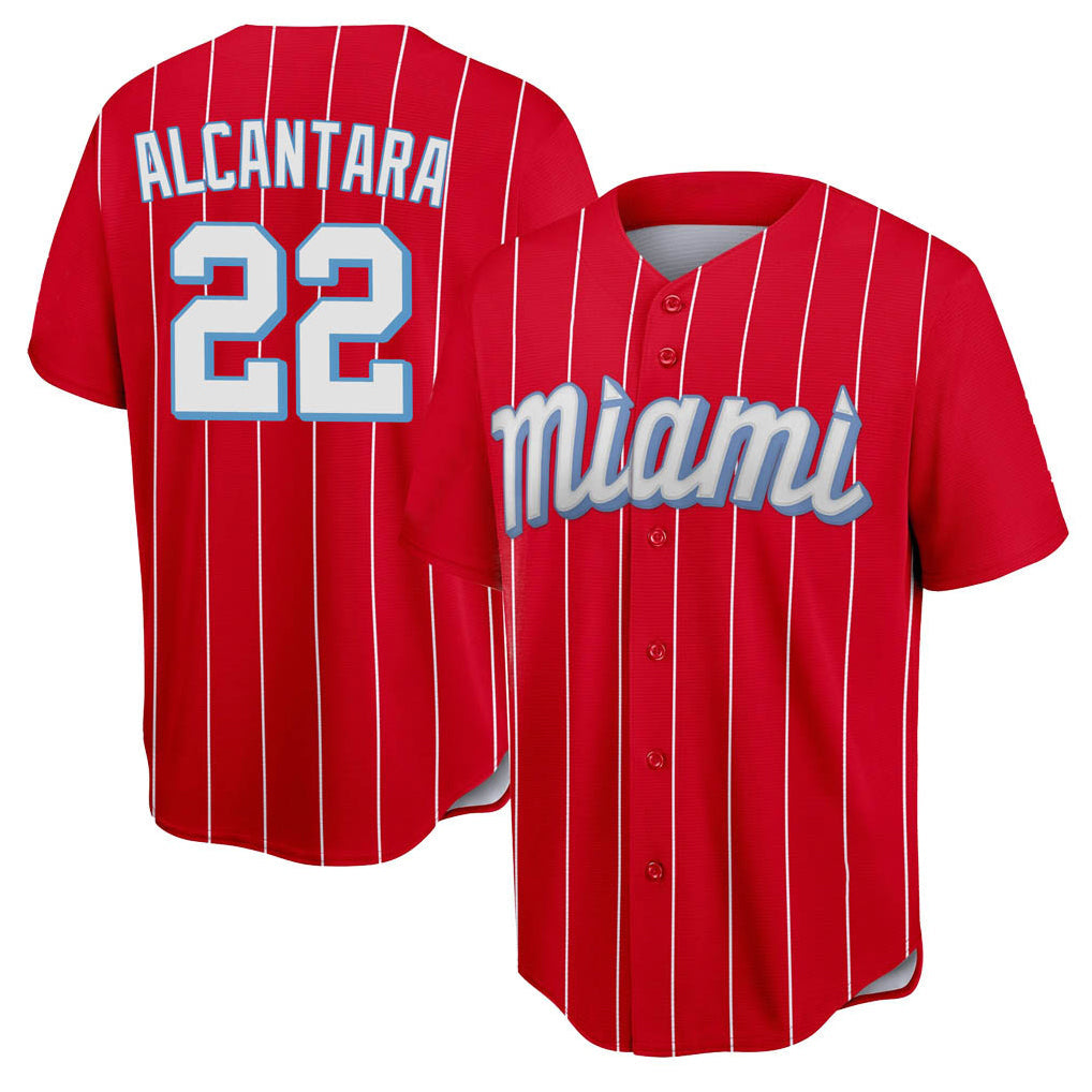 Ldoa M.Marlins #22 Sandy Alcantara Player Red City Connect Home Game Stitched Jerseys