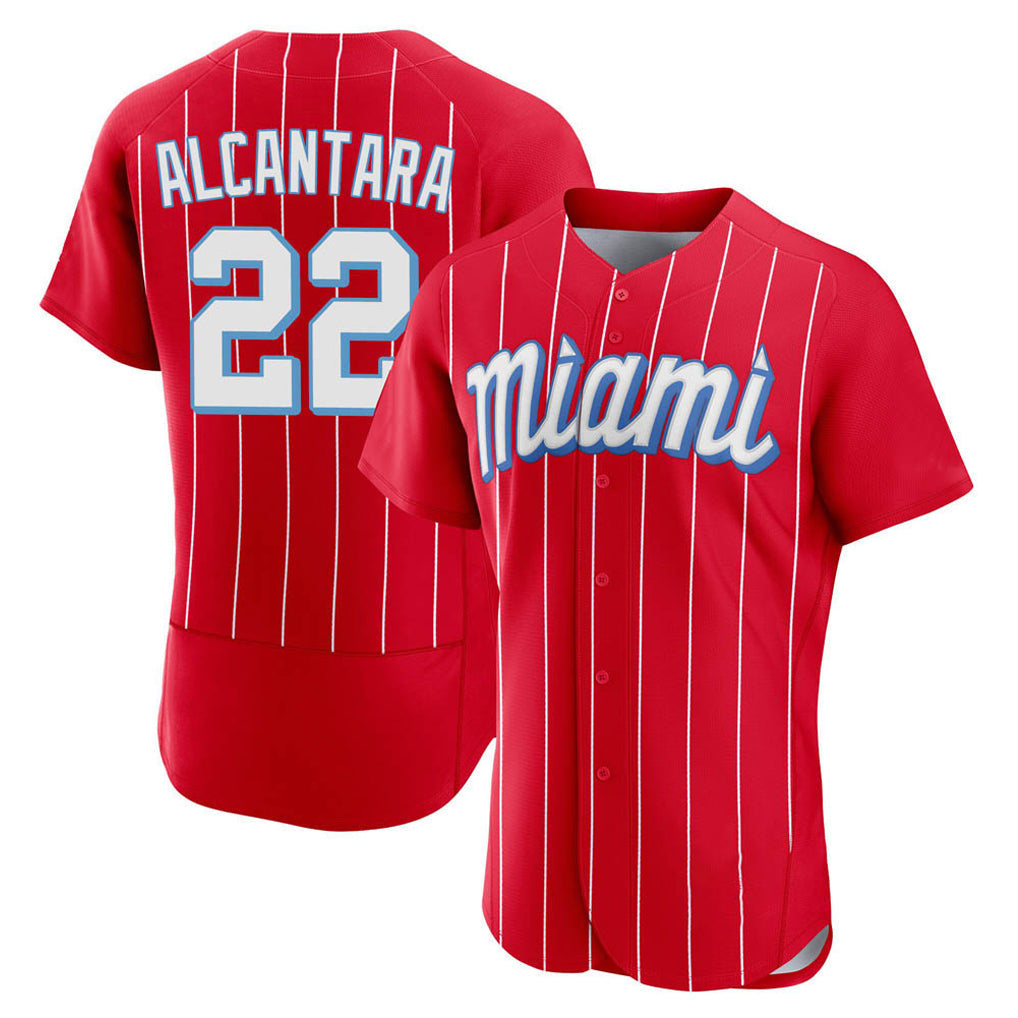 Ldoa M.Marlins #22 Sandy Alcantara Player Red City Connect Home Limited Elite Stitched Jerseys