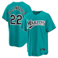 Ldoa M.Marlins #22 Sandy Alcantara Player Teal  Home Game Stitched Jerseys