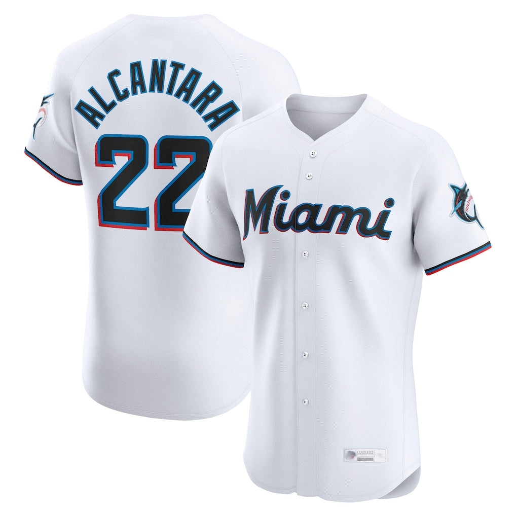 Ldoa M.Marlins #22 Sandy Alcantara Player White  Home Limited Elite Stitched Jerseys