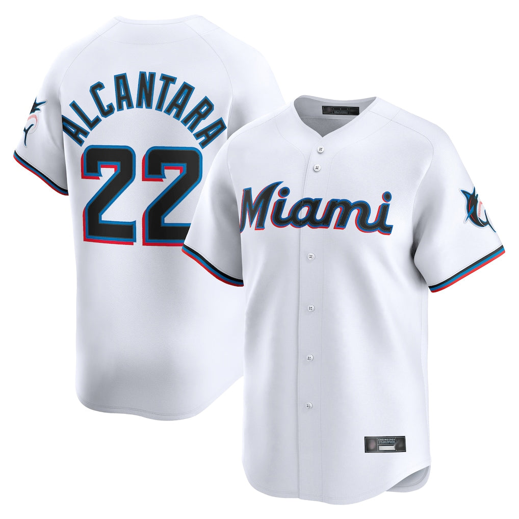 Ldoa M.Marlins #22 Sandy Alcantara Player White Home Limited Stitched Jerseys