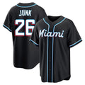 Ldoa M.Marlins #26 Janson Junk Player Black Fashion Out Home Game Stitched Jerseys