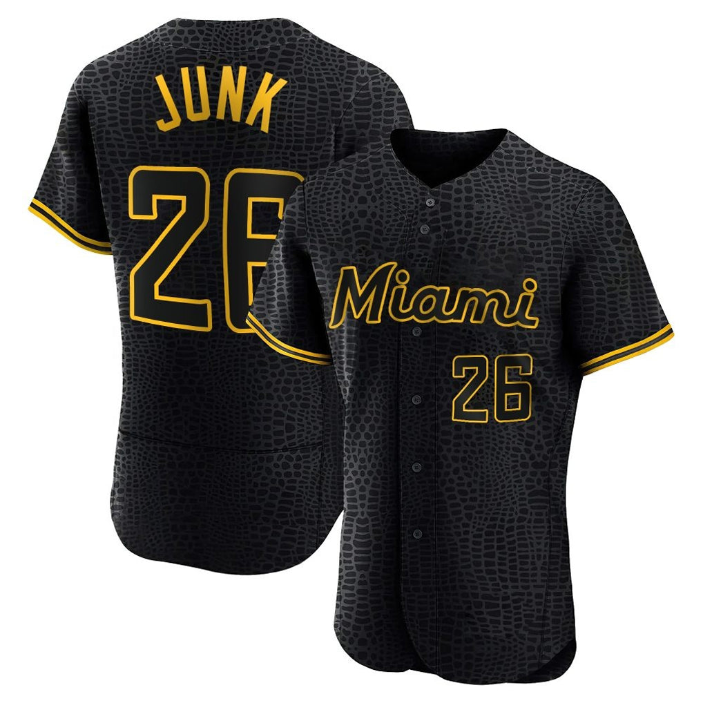 Ldoa M.Marlins #26 Janson Junk Player Black Snake Skin City Home Limited Elite Stitched Jerseys
