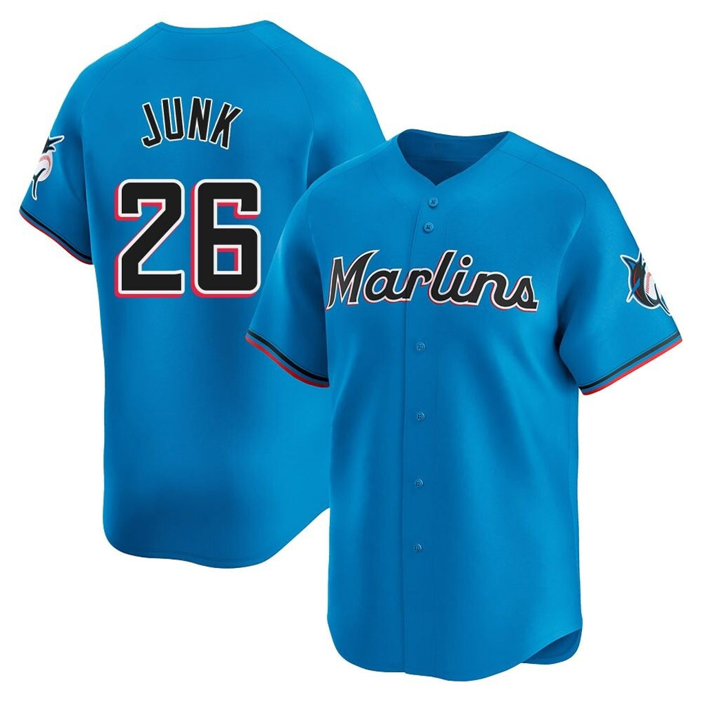 Ldoa M.Marlins #26 Janson Junk Player Blue Home Limited Stitched Jerseys