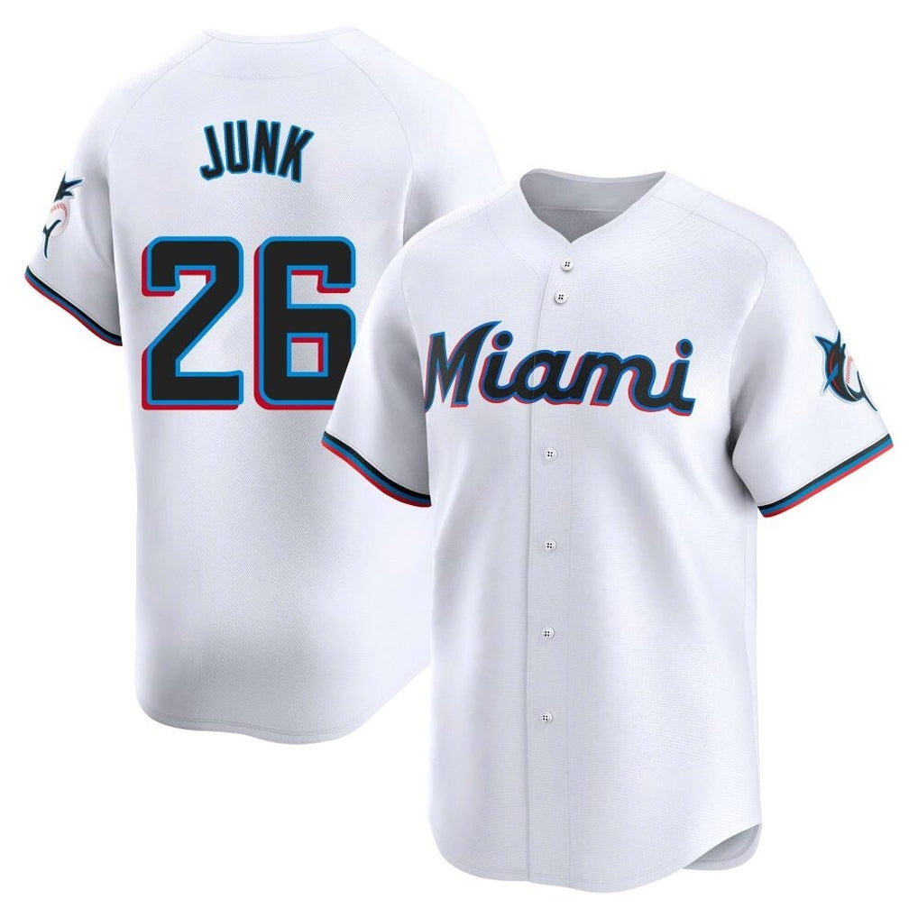 Ldoa M.Marlins #26 Janson Junk Player White Home Limited Stitched Jerseys