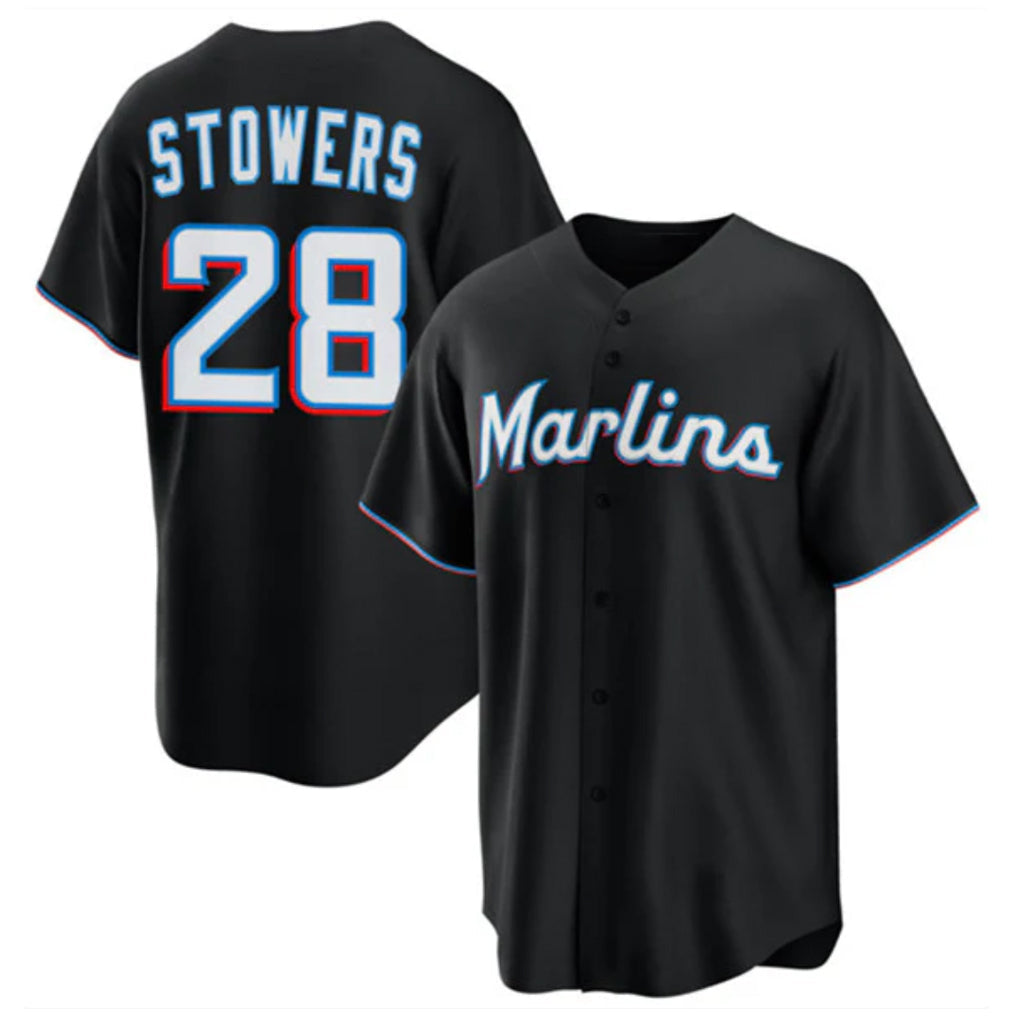 Ldoa M.Marlins #28 Kyle Stowers Player Black  Home Game Stitched Jerseys
