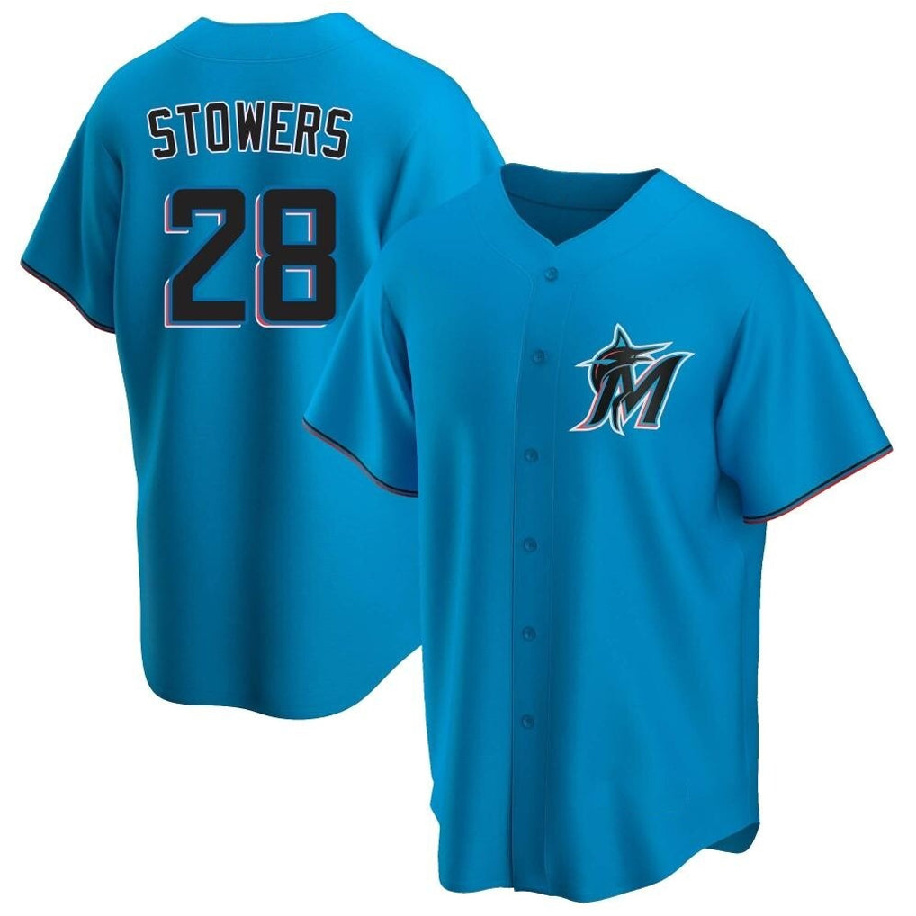 Ldoa M.Marlins #28 Kyle Stowers Player Blue Home Game Stitched Jerseys