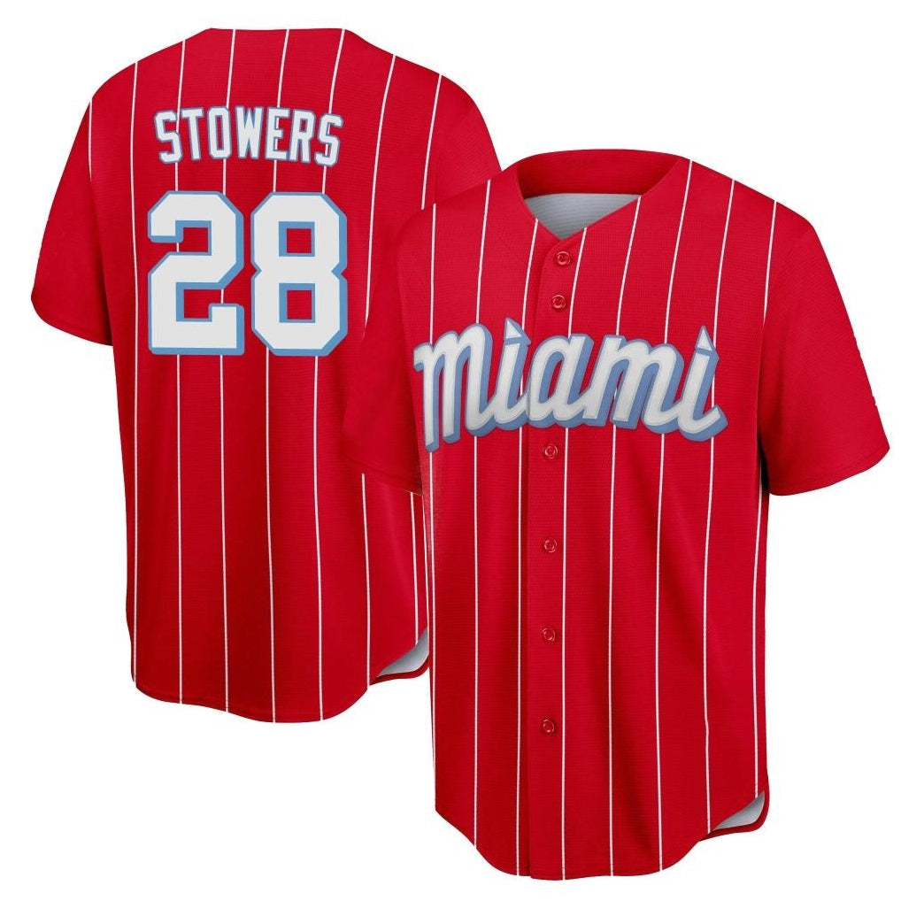Ldoa M.Marlins #28 Kyle Stowers Player Red City Connect Home Game Stitched Jerseys