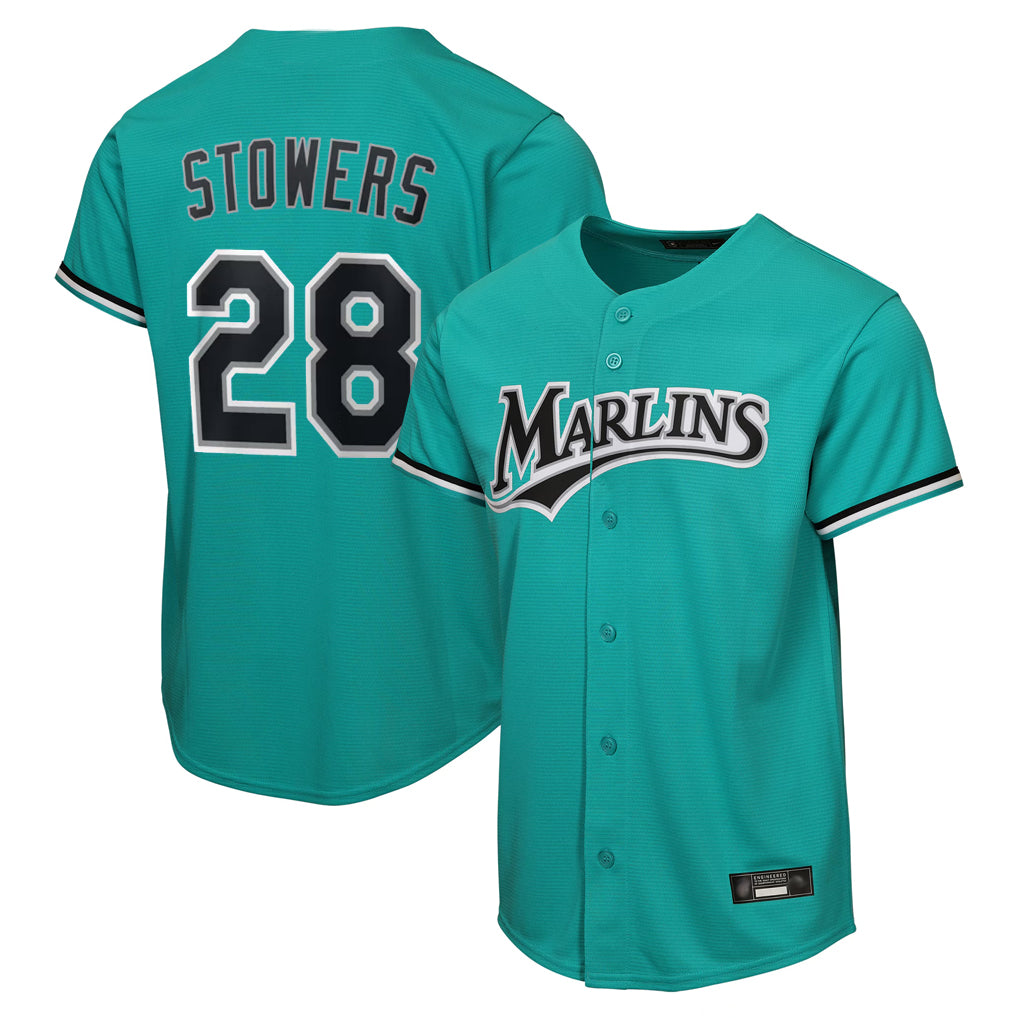 Ldoa M.Marlins #28 Kyle Stowers Player Teal Home Game Stitched Jerseys