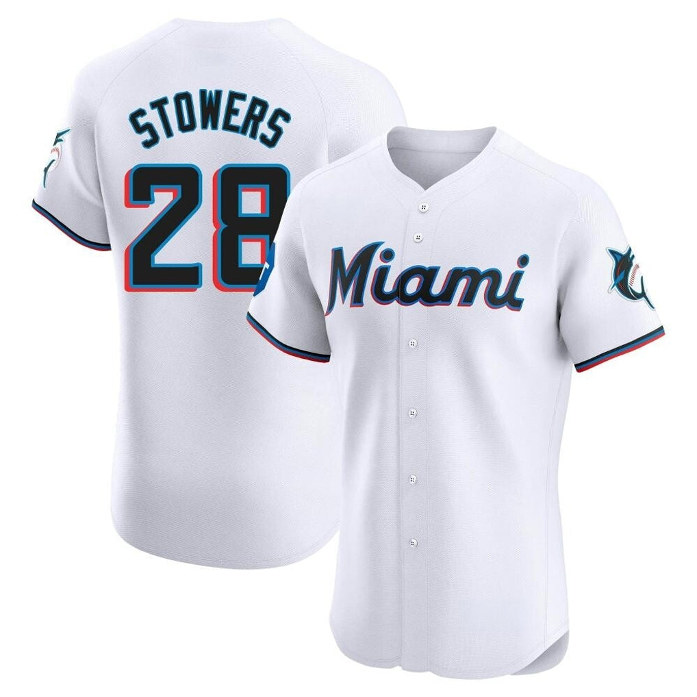 Ldoa M.Marlins #28 Kyle Stowers Player White  Home Limited Elite Stitched Jerseys
