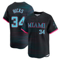 Ldoa M.Marlins #34 Liam Hicks Player Black City Connect Home Limited Stitched Jerseys