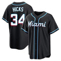 Ldoa M.Marlins #34 Liam Hicks Player Black Fashion Out Home Game Stitched Jerseys