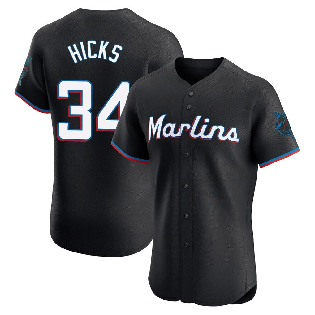 Ldoa M.Marlins #34 Liam Hicks Player Black Vapor Home Limited Elite Stitched Jerseys