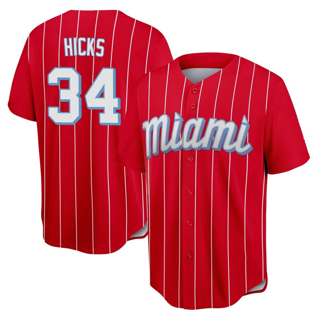 Ldoa M.Marlins #34 Liam Hicks Player Red City Connect Home Game Stitched Jerseys