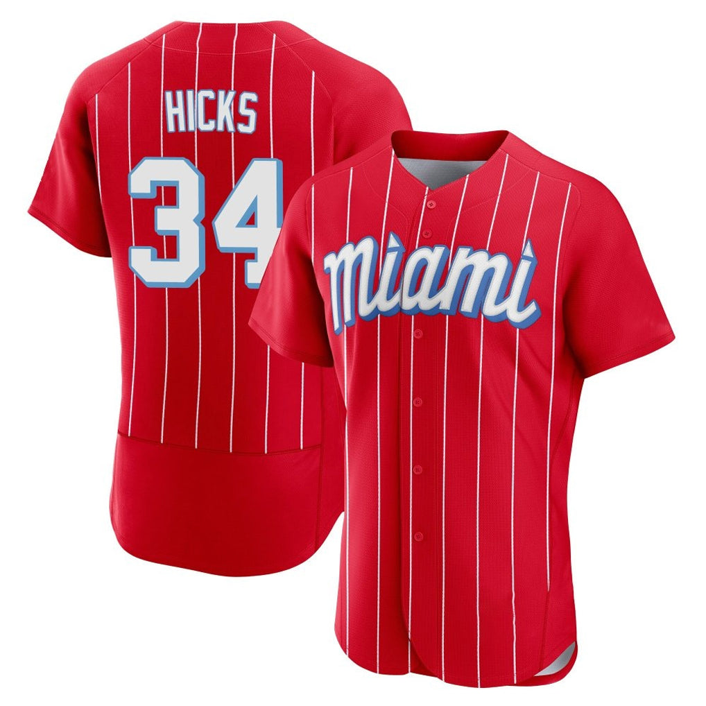 Ldoa M.Marlins #34 Liam Hicks Player Red City Connect Home Limited Elite Stitched Jerseys