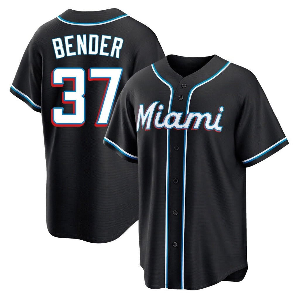 Ldoa M.Marlins #37 Anthony Bender Player Black Fashion Out Home Game Stitched Jerseys
