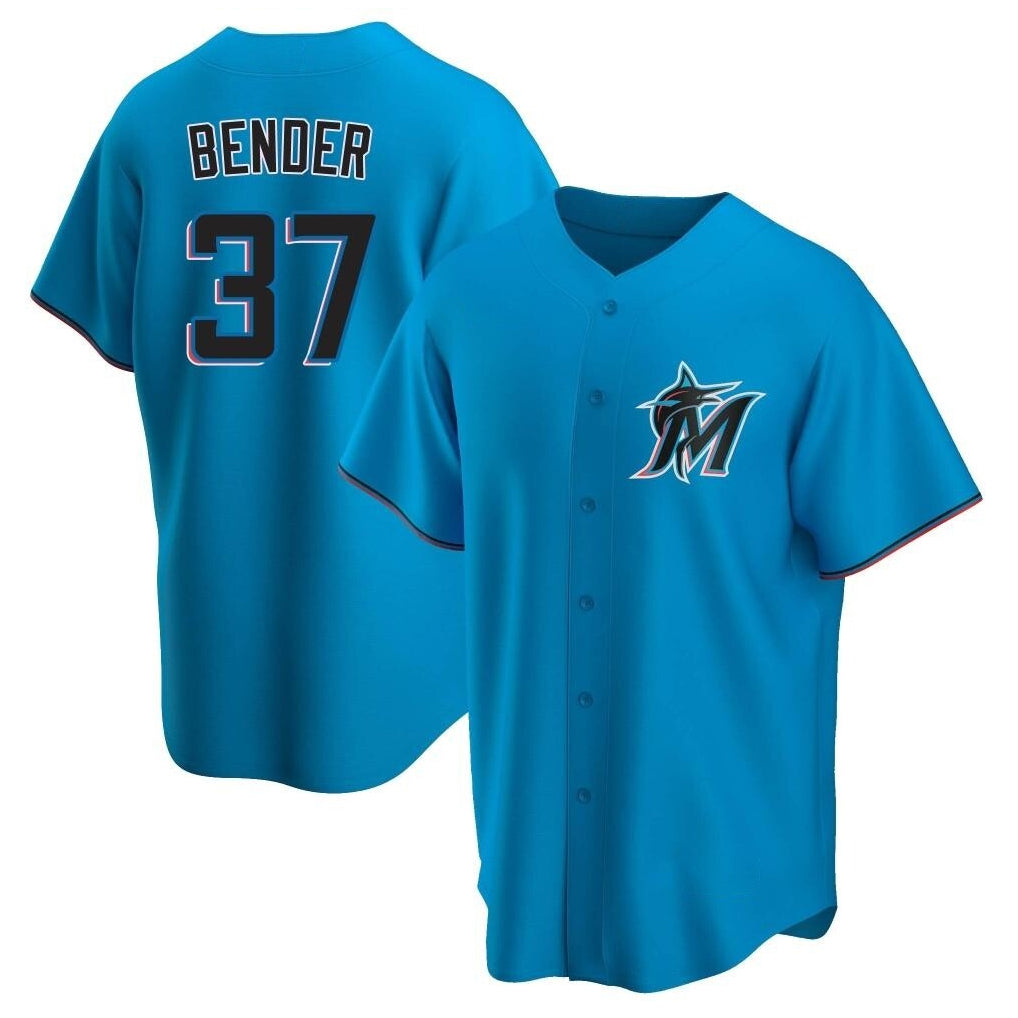 Ldoa M.Marlins #37 Anthony Bender Player Blue Home Game Stitched Jerseys