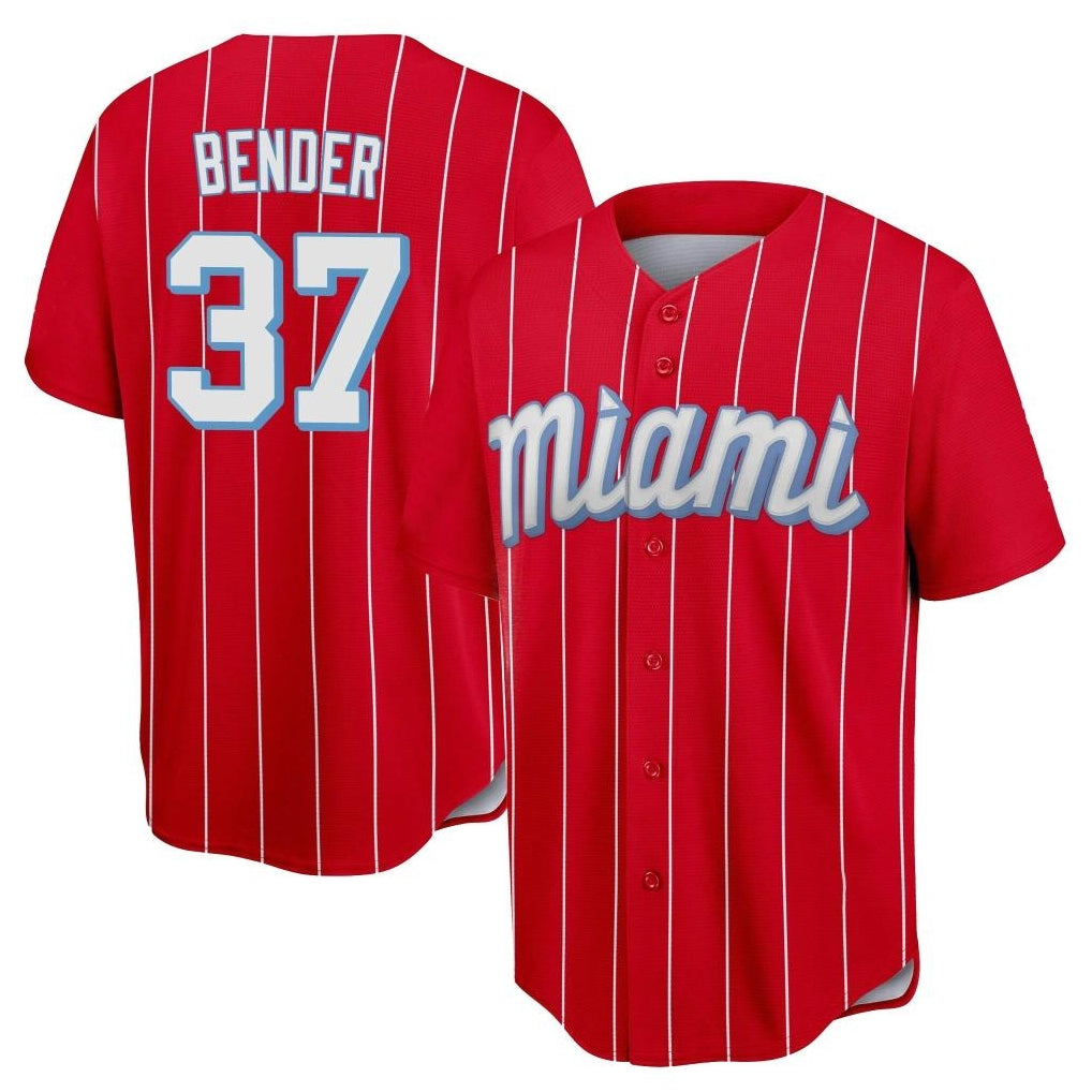Ldoa M.Marlins #37 Anthony Bender Player Red City Connect Home Game Stitched Jerseys