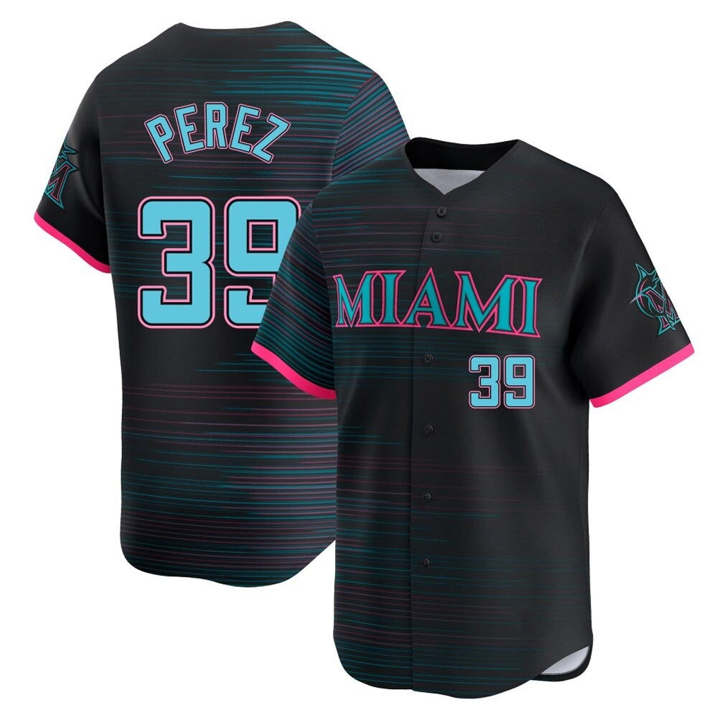 Ldoa M.Marlins #39 Eury Perez Player Black City Connect Home Limited Stitched Jerseys