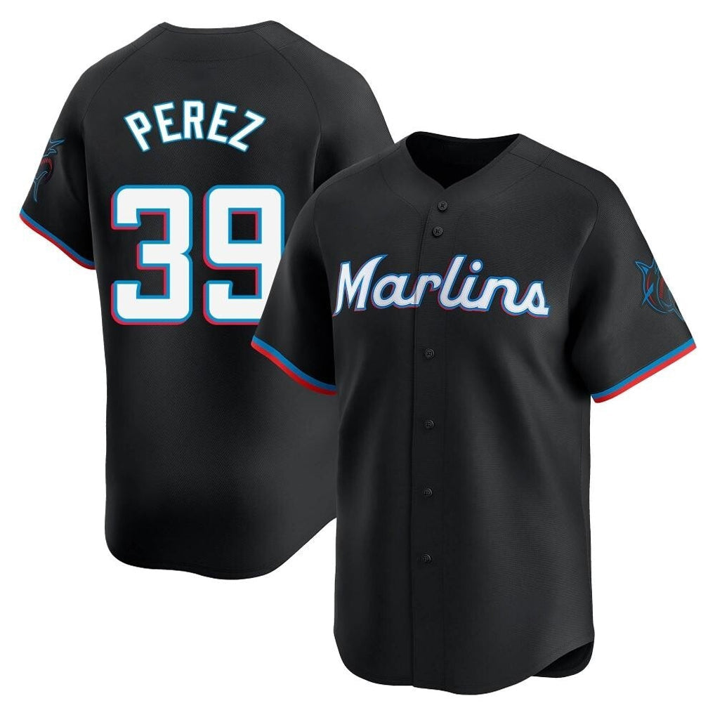 Ldoa M.Marlins #39 Eury Perez Player Black  Home Limited Stitched Jerseys
