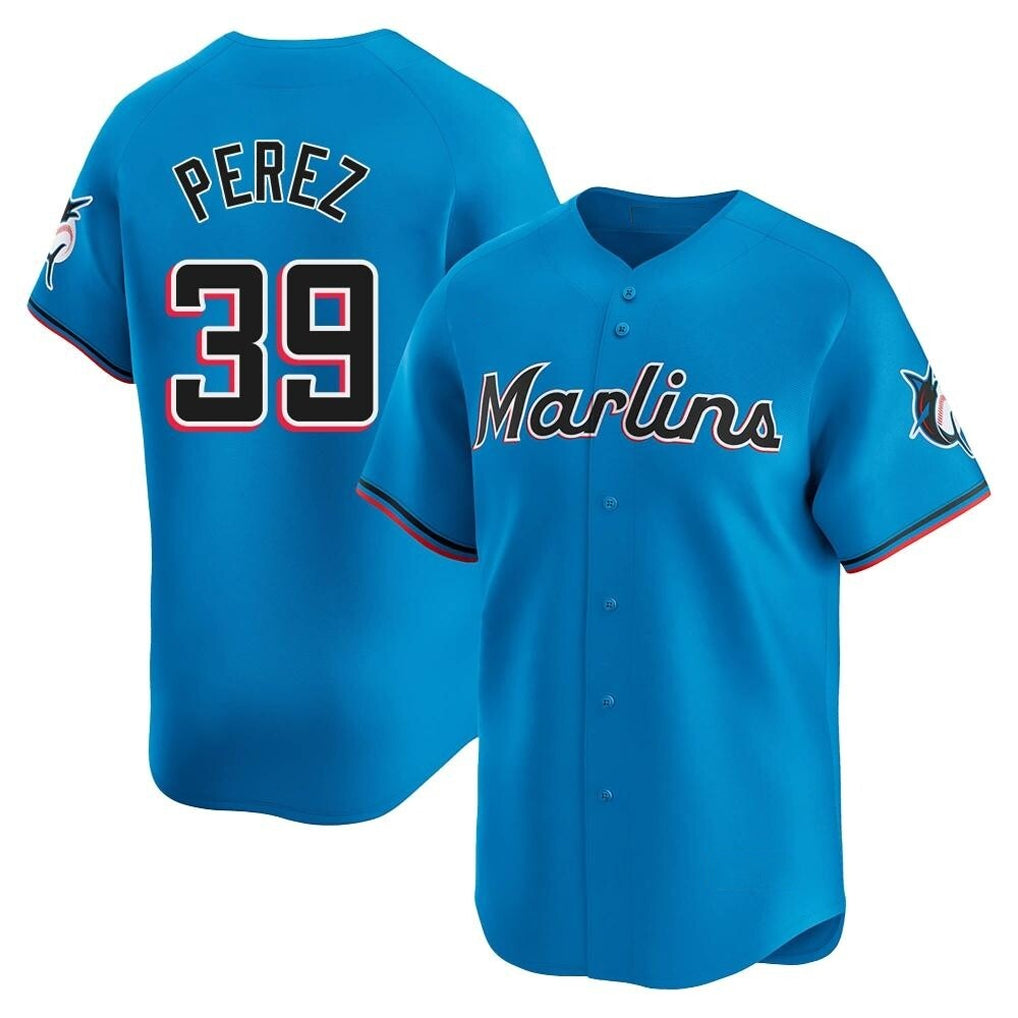 Ldoa M.Marlins #39 Eury Perez Player Blue Home Limited Stitched Jerseys
