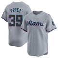 Ldoa M.Marlins #39 Eury Perez Player Gray Home Limited Stitched Jerseys