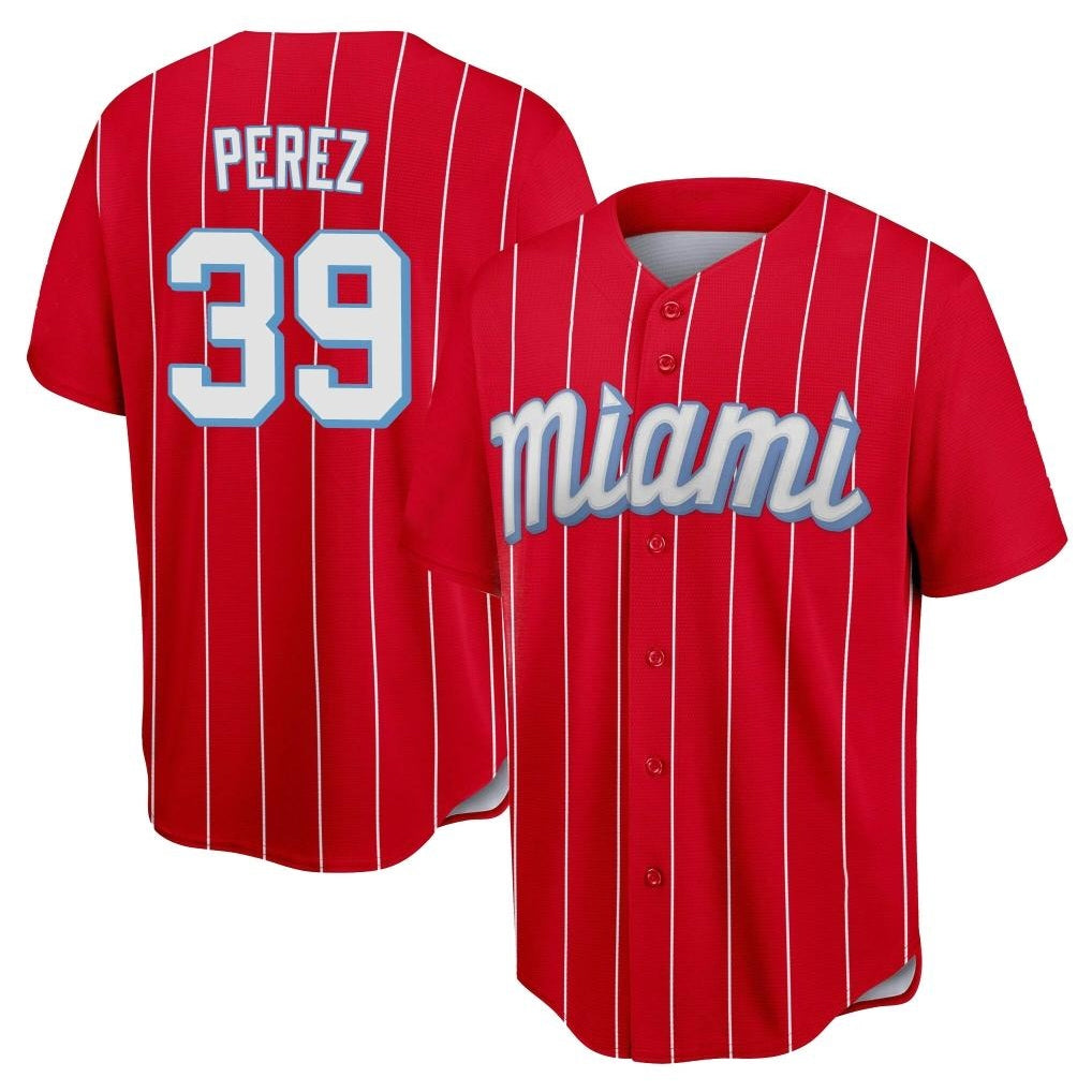 Ldoa M.Marlins #39 Eury Perez Player Red City Connect Home Game Stitched Jerseys
