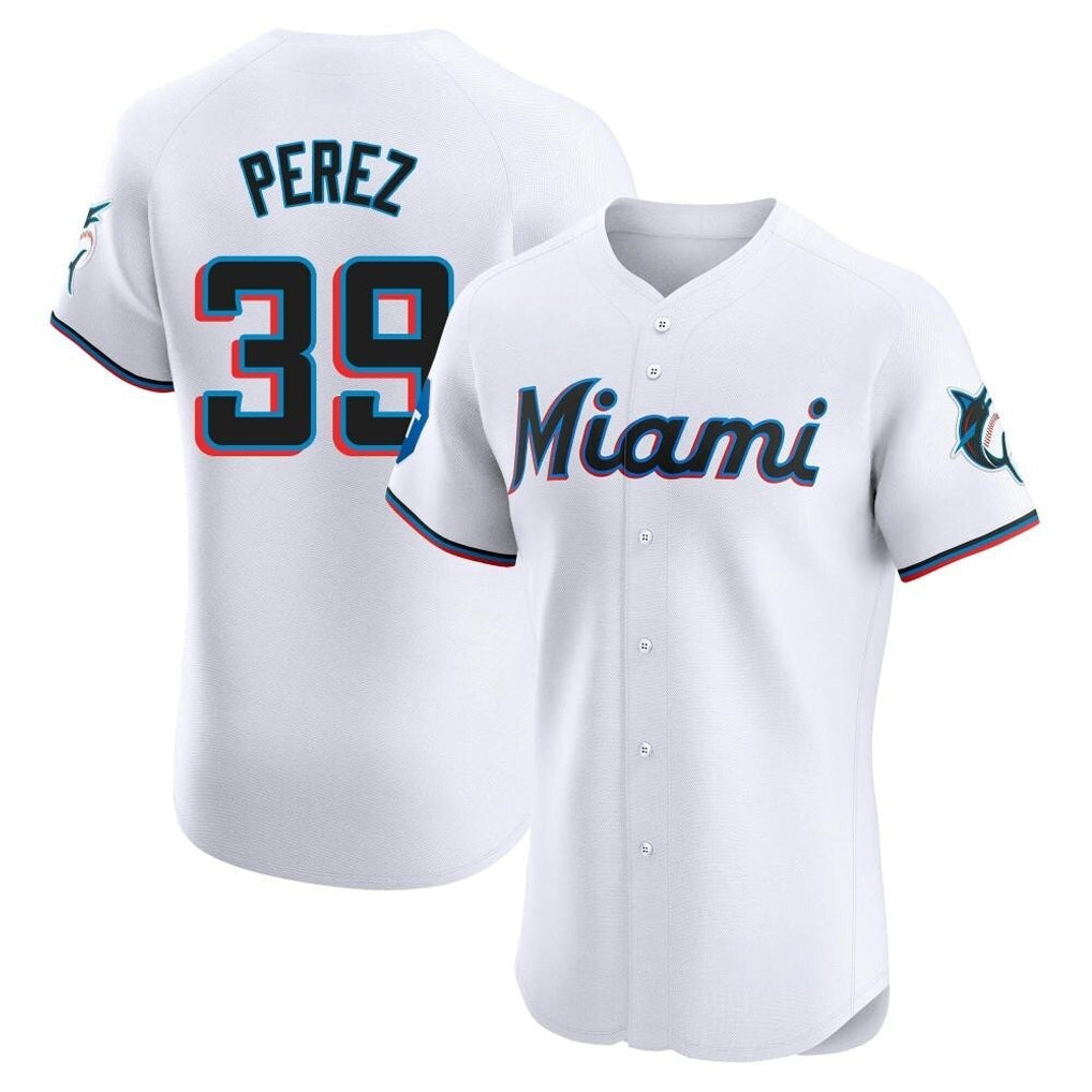 Ldoa M.Marlins #39 Eury Perez Player White  Home Limited Elite Stitched Jerseys