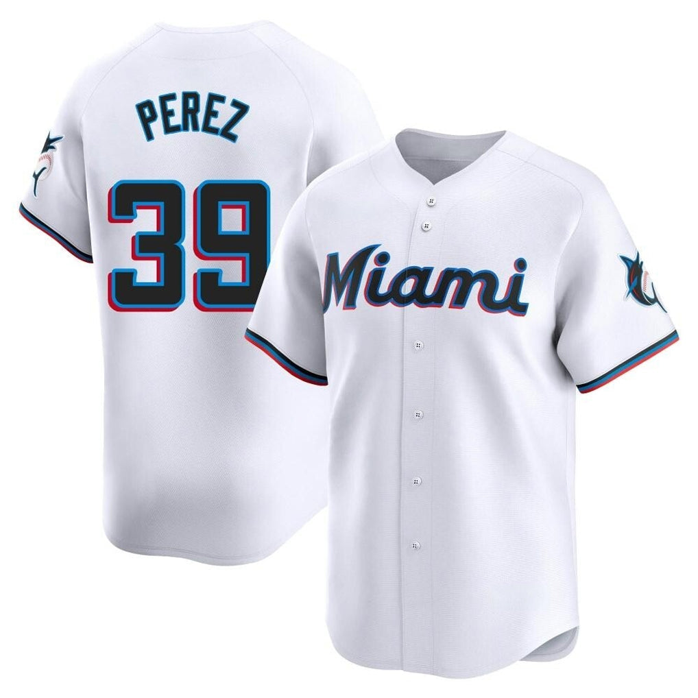 Ldoa M.Marlins #39 Eury Perez Player White  Home Limited Stitched Jerseys
