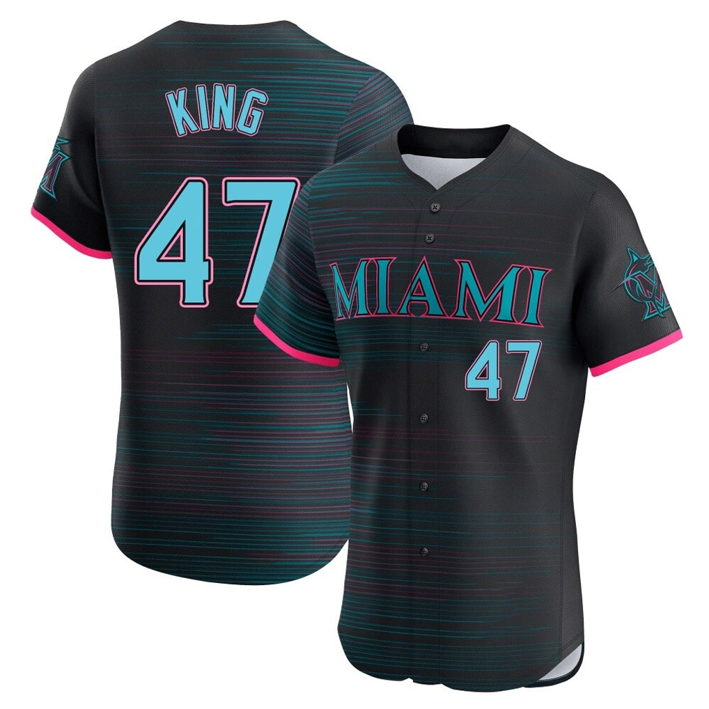 Ldoa M.Marlins #47 John King Player Black City Connect Home Limited Elite Stitched Jerseys