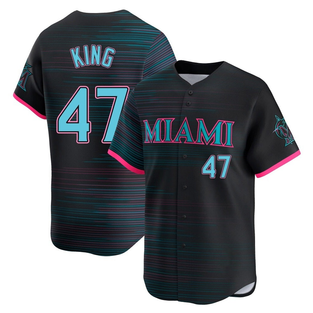 Ldoa M.Marlins #47 John King Player Black City Connect Home Limited Stitched Jerseys