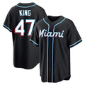 Ldoa M.Marlins #47 John King Player Black Fashion Out Home Game Stitched Jerseys