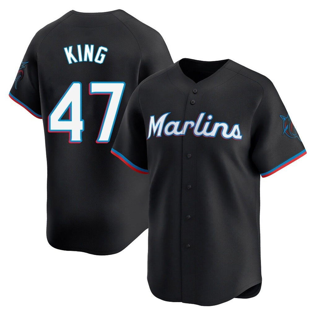 Ldoa M.Marlins #47 John King Player Black Home Limited Stitched Jerseys