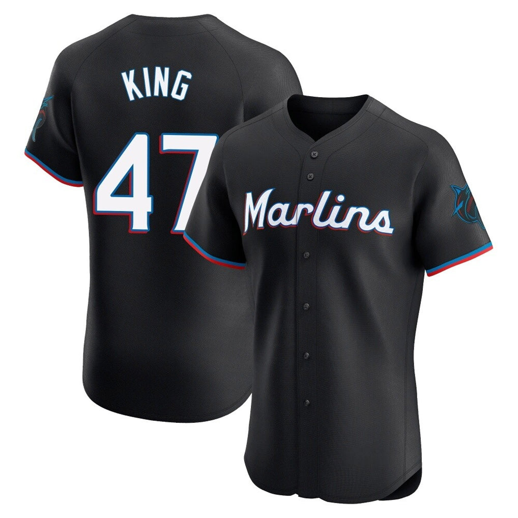 Ldoa M.Marlins #47 John King Player Black Vapor Home Limited Elite Stitched Jerseys