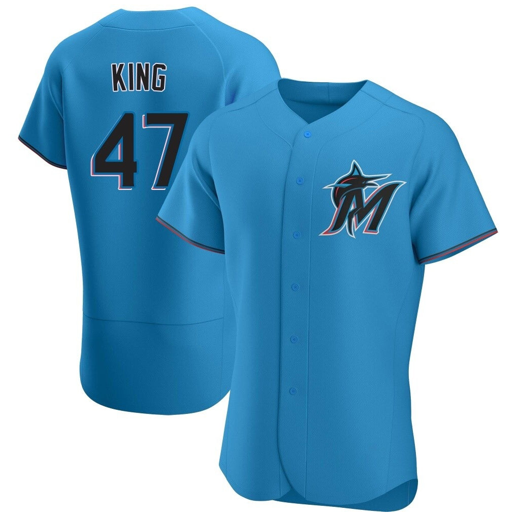 Ldoa M.Marlins #47 John King Player Blue Home Limited Elite Stitched Jerseys