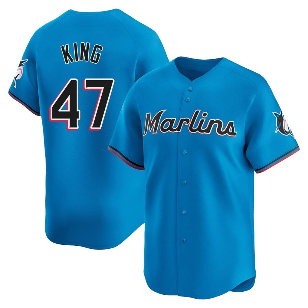 Ldoa M.Marlins #47 John King Player Blue Home Limited Stitched Jerseys