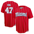 Ldoa M.Marlins #47 John King Player Red City Connect Home Game Stitched Jerseys