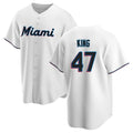 Ldoa M.Marlins #47 John King Player White  Home Game Stitched Jerseys