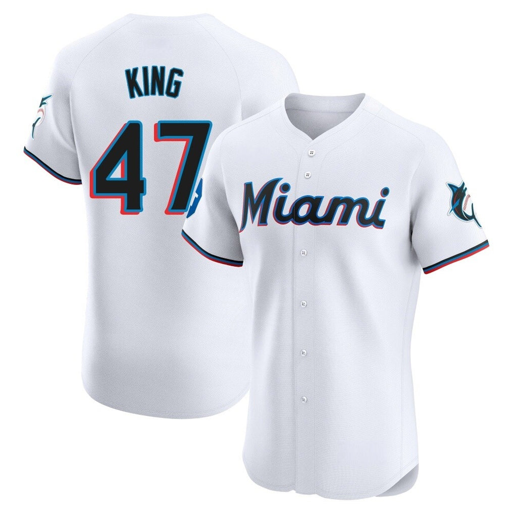 Ldoa M.Marlins #47 John King Player White  Home Limited Elite Stitched Jerseys