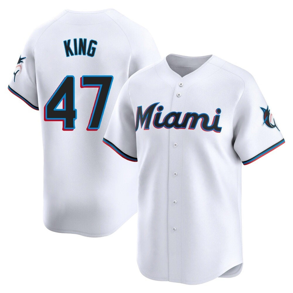 Ldoa M.Marlins #47 John King Player White  Home Limited Stitched Jerseys