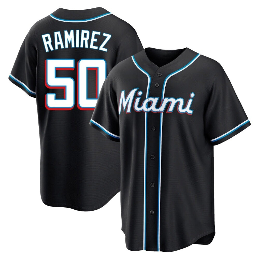 Ldoa M.Marlins #50 Agustin Ramirez Player Black Fashion Out Home Game Stitched Jerseys